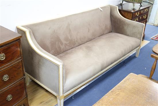 French parcel gilt settee, W.196cm